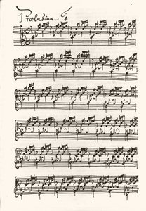 Página de uma partitura para Jean Sebastien Bach (Johann Sebastian Bach