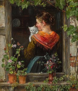 Jovem mulher com um gato