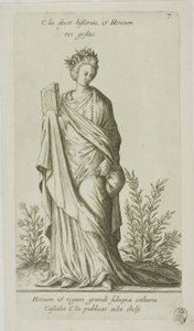 Clio, Musa da História, placa 7 de Parnassus Biceps de Johann Theodor de Bry
