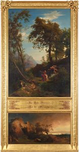 O sacrifício de Isaac (em cima). O lamento de Abraão por Sara (em baixo). Do ciclo «Doze paisagens bíblicas com a história de Abraão» de Johann Wilhelm Schirmer
