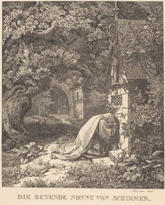 A freira em oração de Johann Wilhelm Schirmer