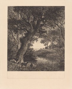Caçadores saindo de uma floresta de Johann Wilhelm Schirmer