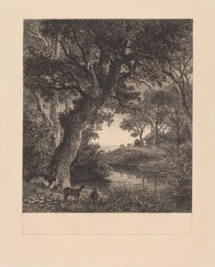 Caçadores a sair de uma floresta de Johann Wilhelm Schirmer