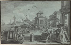 Fantasia veneziana com a Dogana de Johann Wolfgang Baumgartner