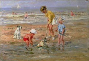 Crianças brincando à beira-mar de Johann Zoetelief Tromp