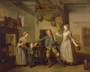 David Garrick e Mary Bradshaw em The Farmers Return, por David Garrick, c.1762 de Johan Joseph Zoffany