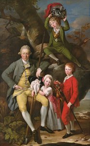 Henry Knight de Tythegston com os seus três filhos, c.1770 (óleo sobre tela) de Johann Zoffany