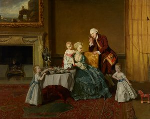 João, décimo quarto senhor Willoughby de Broke, e sua família, c.1766