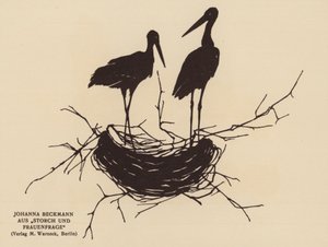 Silhueta de um ninho de cegonhas (litografia)