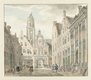 Nieuwstraat em Utrecht com vista para a torre Dom de Johanna de Bruyn