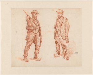 Dois estudos de um homem andando de Johannes Abraham Mondt