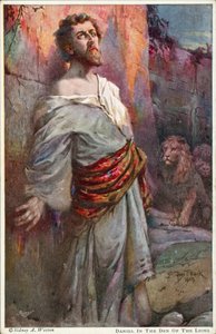Daniel na cova dos leões (litografia a cores)