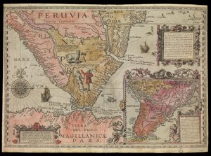 O extremo sul do Peru, América do Sul, c.1590 (colorido à mão) de Johannes Baptista van the Younger Doetechum