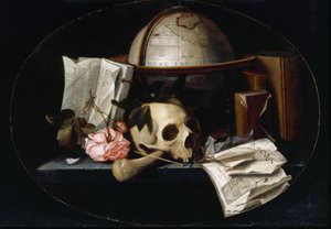 Vanitas Still Life, c.1655 (óleo sobre painel de carvalho) de Johannes Borman