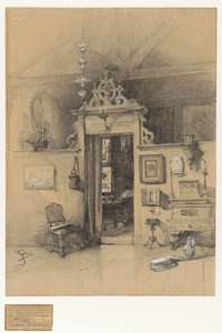 Portão no estúdio de Bosboom de Johannes Bosboom (signed by artist)