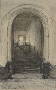 As escadas no Prinsenhof em Delft, onde o príncipe William I foi assassinado em 1584 de Johannes Bosboom