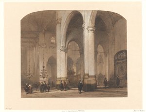 Vista da igreja de St Laurens em Roterdão de Johannes Bosboom