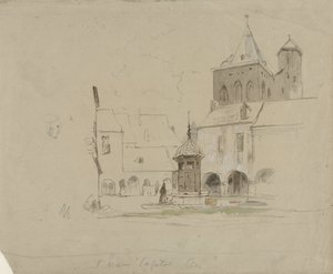 Estudo da praça de S. Maria im Kapitol em Colônia de Johannes Bosboom