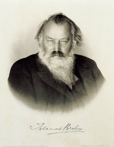 Alemanha, retrato gravado do compositor, pianista e maestro alemão Johannes Brahms de Johannes Brahms