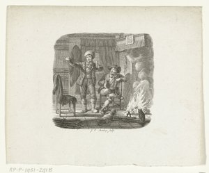 Dois homens em conversa à lareira de Johannes Christiaan Bendorp