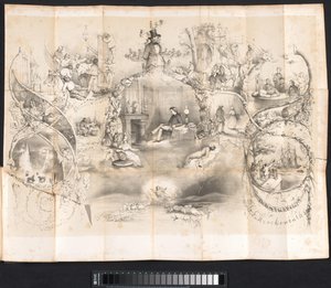 Desenho animado em Leiden Student Almanac, 1854
