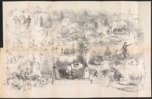 Desenho animado em Leiden Student Almanac, 1856
Imagens de sonho da noite da mascarada (título sobre o objecto)