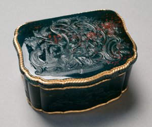 Caixa de rapé, pintada por Carl Gustav Klingstedt (1657-1734), c.1750 (pedra de sangue entalhada montada em ouro) de Johannes George (attr. to) Klette