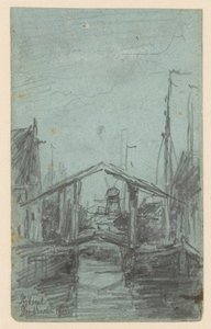 Vista de Dordrecht com ponte levadiça