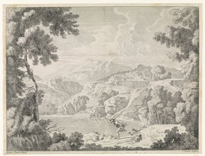 Acteon é transformado em veado pela banho de Diana Paisagens após Gaspar Poussin (título da série) de Johannes Glauber