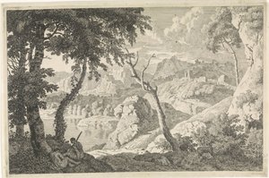 Paisagem da Arcádia com dois pastores Paisagens da Arcádia (título da série) de Johannes Glauber