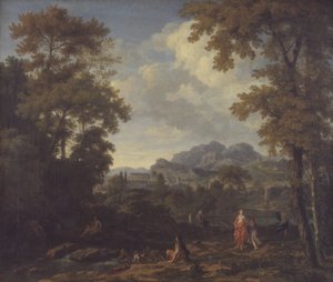 Paisagem Clássica com Diana (?) e suas Ninfas de Johannes Glauber