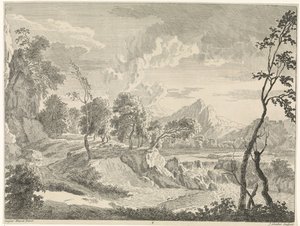 Paisagem montanhosa com queda de água
Paisagens depois de Gaspar Poussin (título da série) de Johannes Glauber