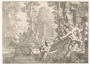 Silenus a ser puxado da água
Representações mitológicas e alegóricas (título da série) de Johannes Glauber