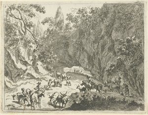 Paisagem de montanha com pastores e gado
Paisagens com pastores e gado (título da série) de Johannes Gronsveld