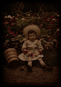 Criança por flores de Johannes Hendrikus Antonius Maria Lutz