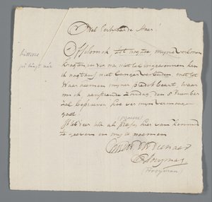 Carta do Rev. Hooyman para Jan Brandes de Johannes Hooyman