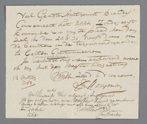 Carta do Rev Hooyman a Jan Brandes de Johannes Hooyman
