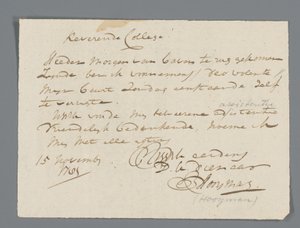 Carta do Rev. Hooyman para Jan Brandes de Johannes Hooyman