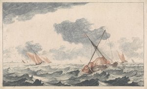 Passando a vela Navios no Mar (série A) (título da série) de Johannes Jacobsz van den Aveele (attributed to)
