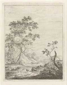 Paisagem montanhosa com pastoreio e gado de Johannes Janson