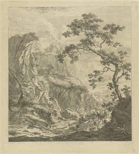 Paisagem montanhosa com gado de Johannes Janson