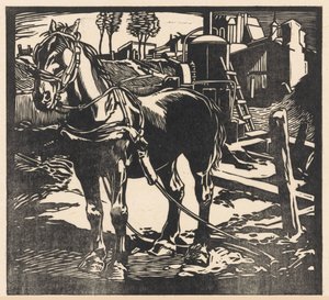 Cavalo de carroça tensionado de Johannes Josephus Aarts (signed by artist)