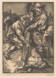 Trabalhadores da construção civil envolvidos em trabalhos de empilhamento de Johannes Josephus Aarts (signed by artist)