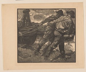 Trabalhadores com cordas em terra de Johannes Josephus Aarts