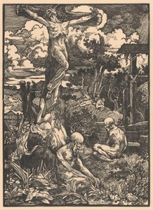 Homem crucificado na paisagem montanhosa de Johannes Josephus Aarts