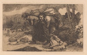 Homem e mulher com saco nas costas de Johannes Josephus Aarts