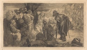 Homens, mulheres e crianças por uma árvore de Johannes Josephus Aarts