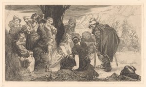 Homens, mulheres e crianças por uma árvore de Johannes Josephus Aarts