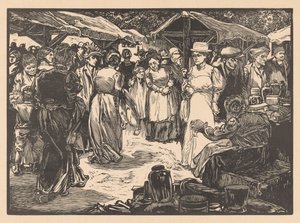 Cena do mercado com homens e mulheres de Johannes Josephus Aarts
