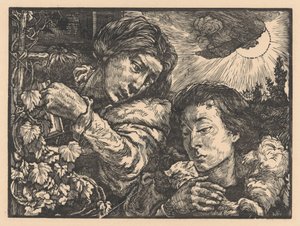 Duas mulheres em uma videira de Johannes Josephus Aarts